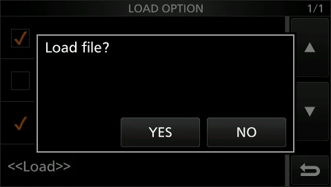 图 8-2 LOAD SETTING 屏幕：选择要加载的文件